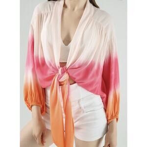 Young Fabulous & Broke Carmen Kimono Cardigan Top Size Large Pink Orange Ombre